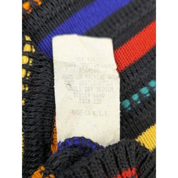 90s Cable Knit Sweater Mens LG Muticolor Cooj Style Grandpacore Alan Stuart Crew - Picture 8 of 10